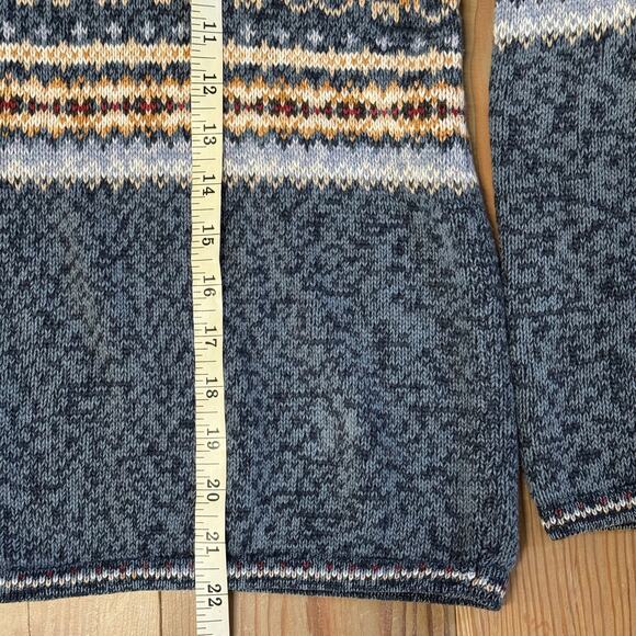 Heirloom Collectibles Fair Isle Zip Cardigan Blue Floral Nordic Vintage M - Picture 6 of 9